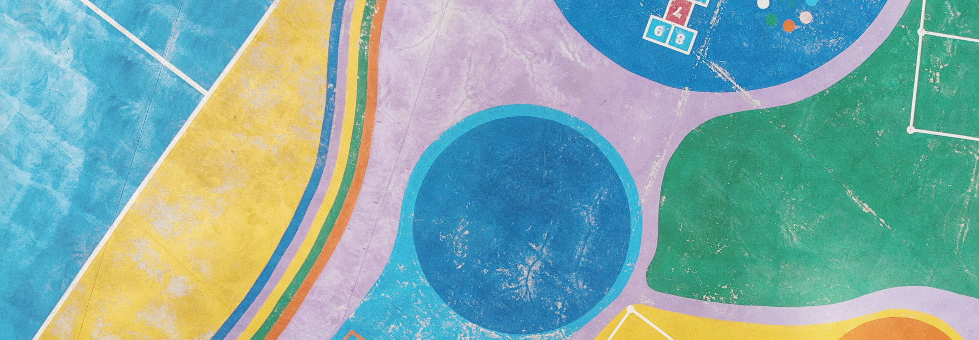 Colorful outdoor playground from above.
