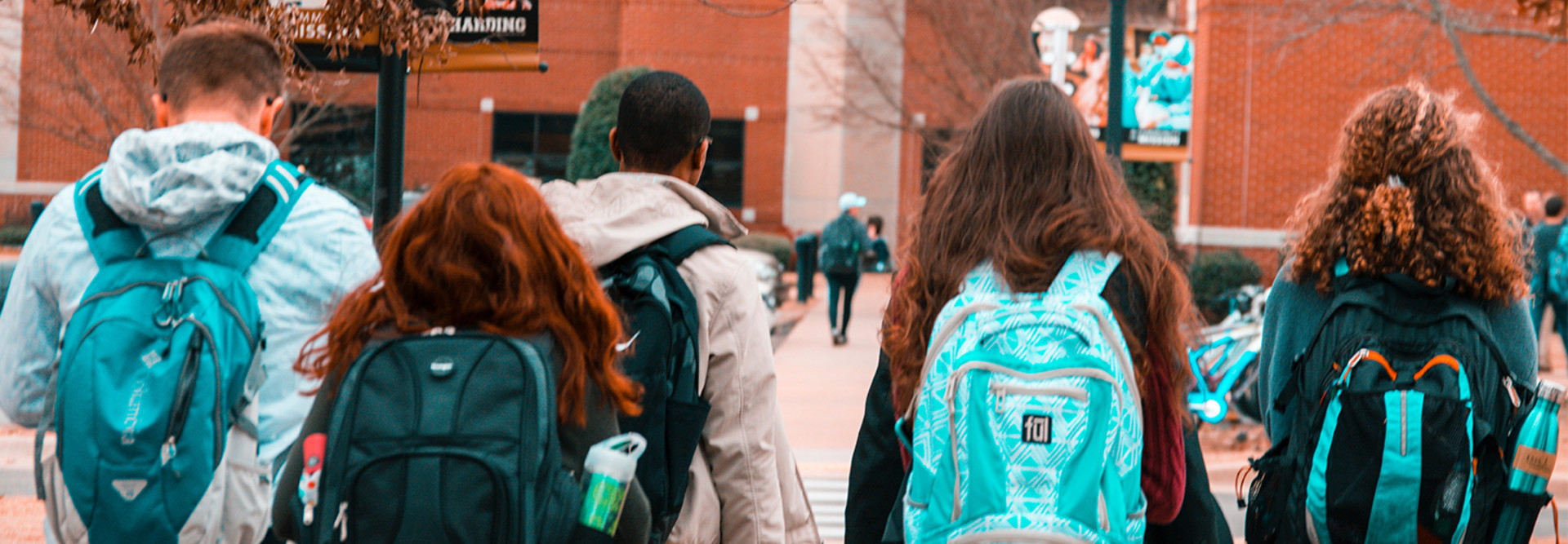 Students with backpacks