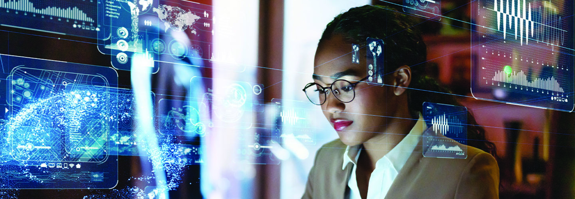 woman managing data