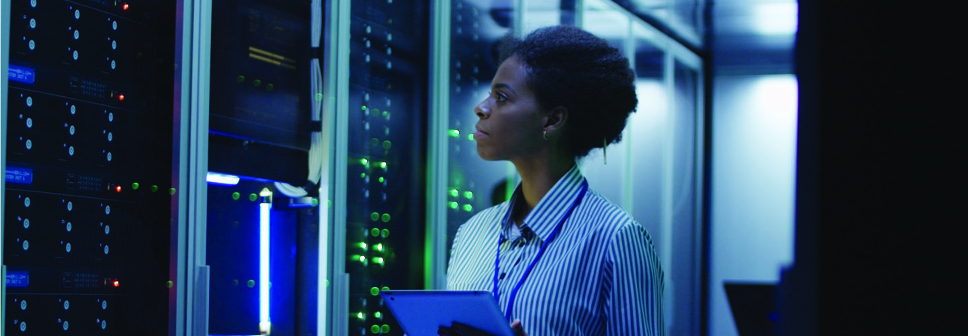 woman in data center