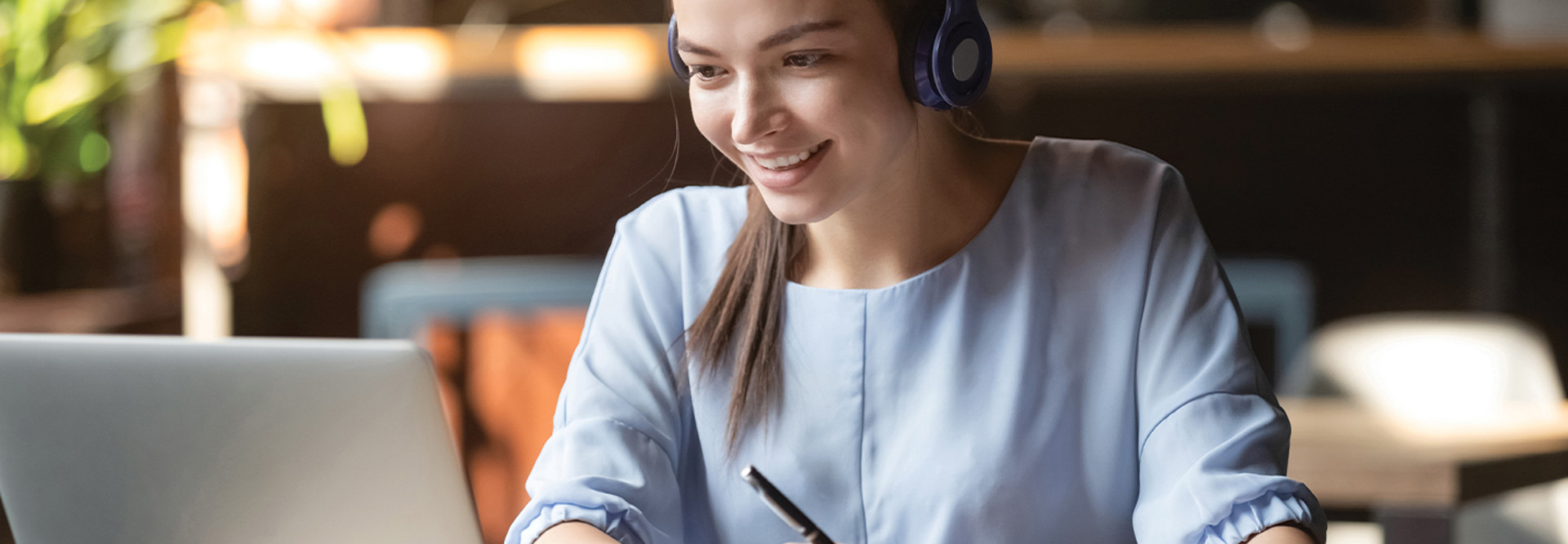 Woman taking a video conference call