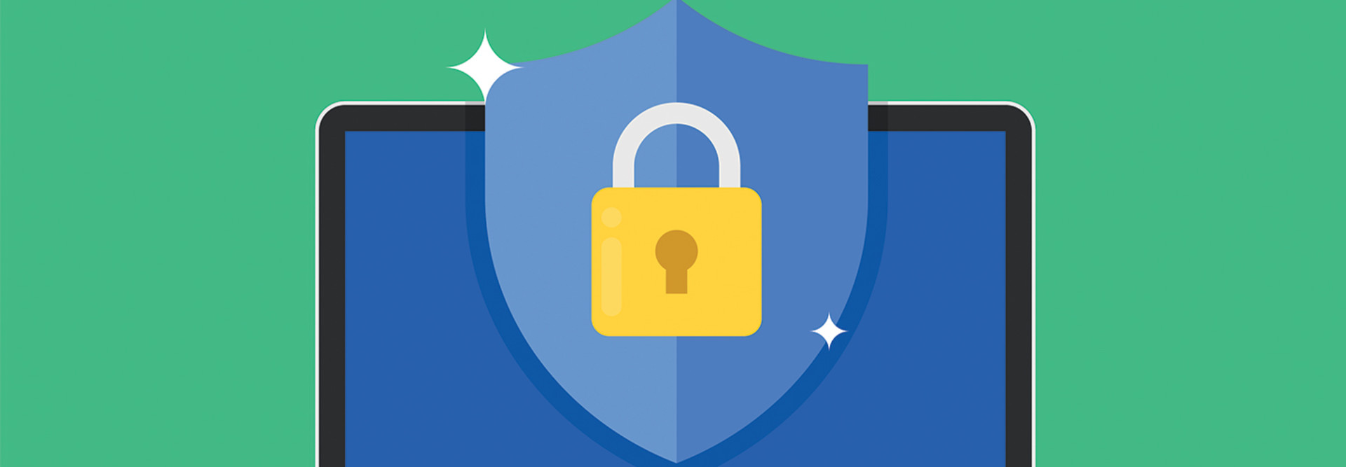 shield with padlock icon on computer screen