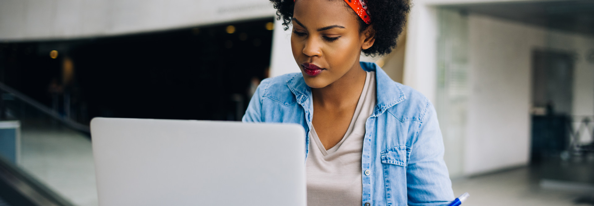 Woman using laptop