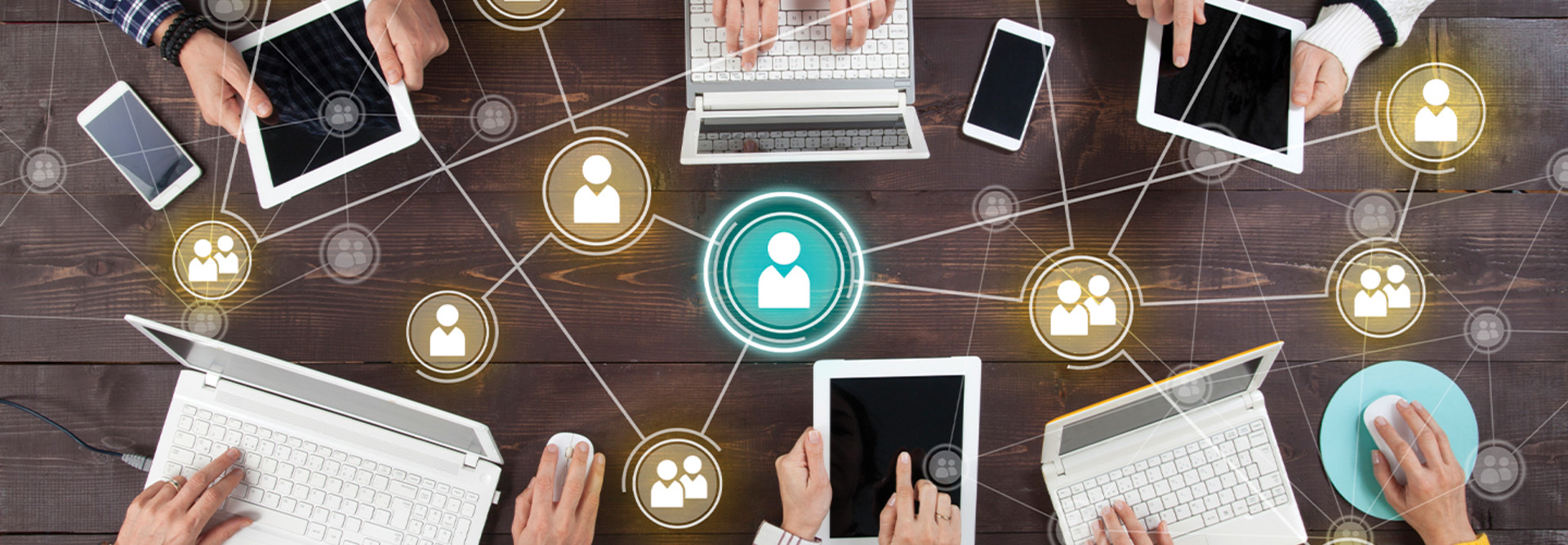 People using devices with cloud computing