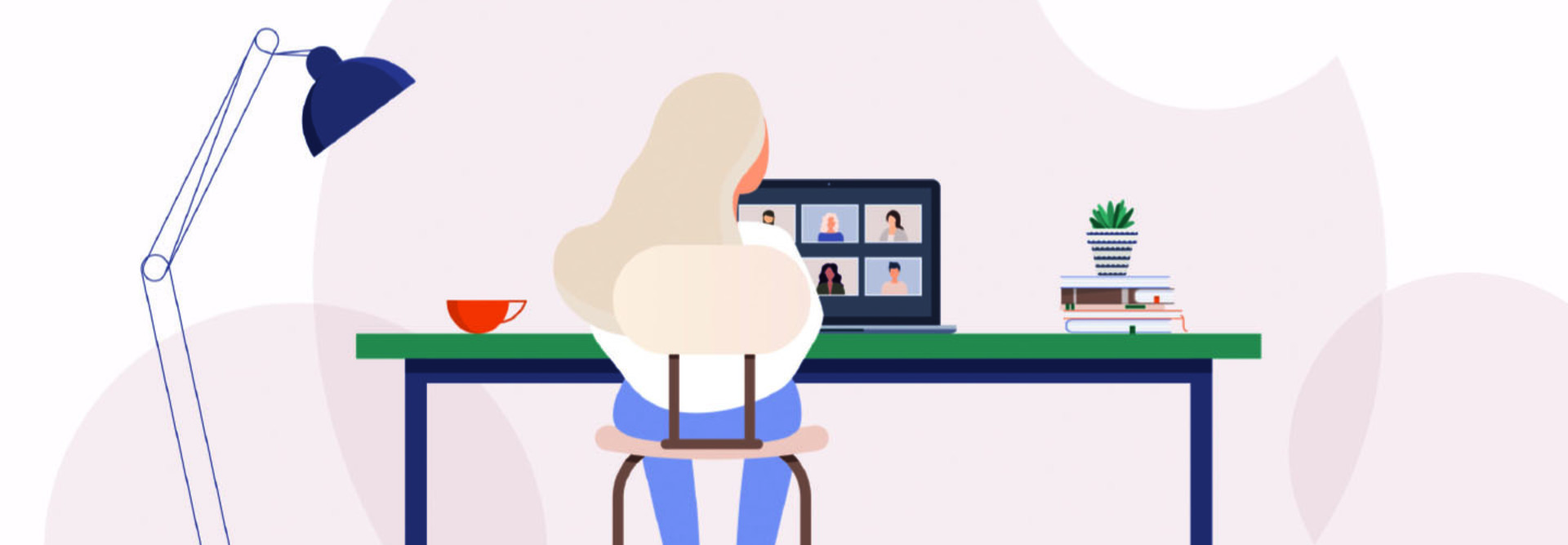 illustration of woman using computer