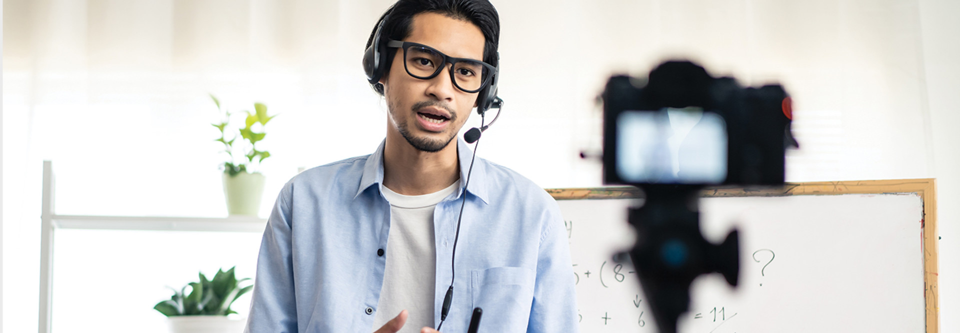 teacher recording lesson
