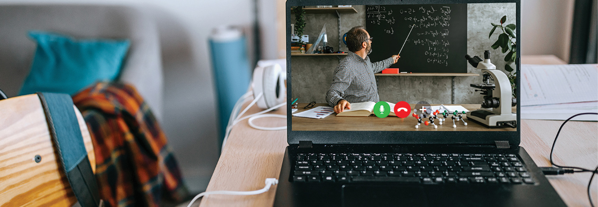male educator teaching online