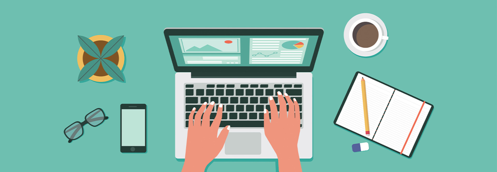 hand on laptop