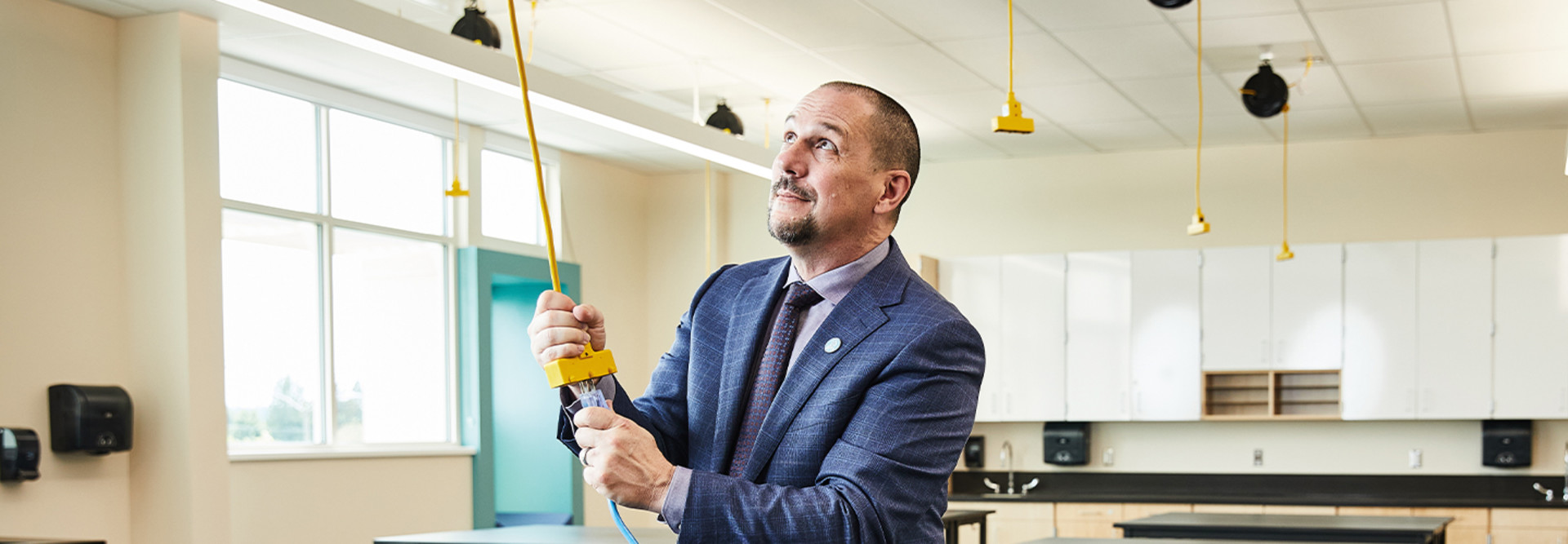 Portland Public Schools CTO Don Wolff in a science classroom at the new Kellogg Middle School