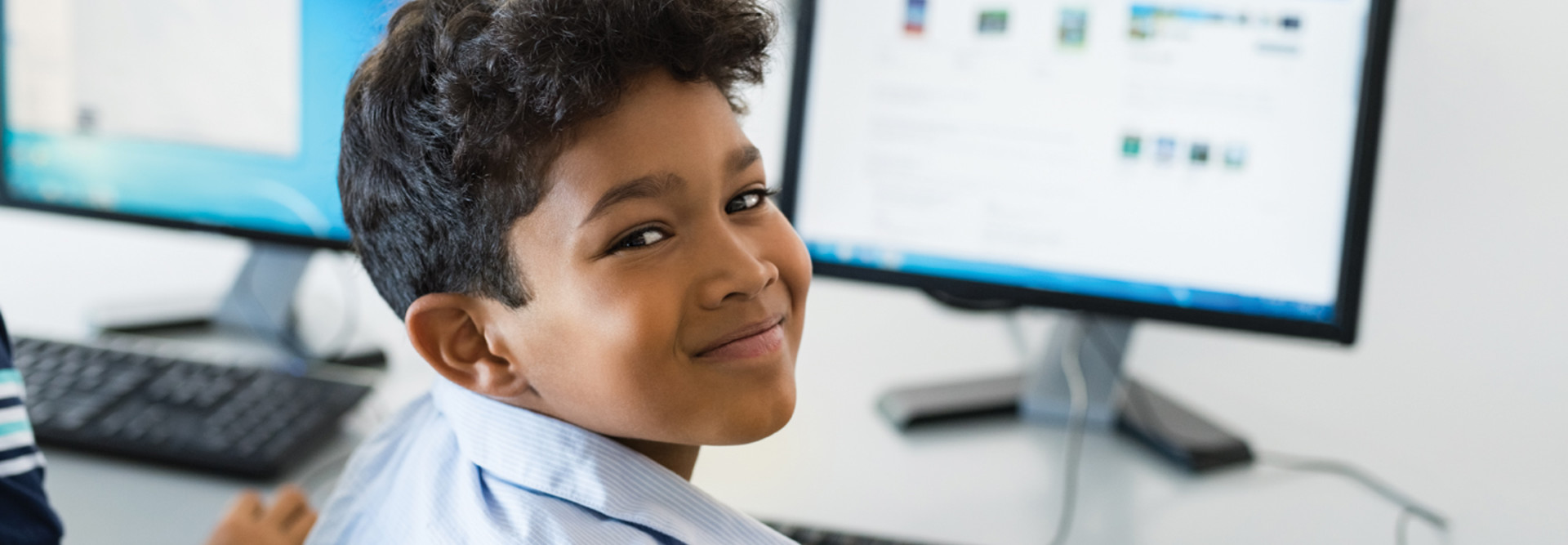 Student using desktop computer