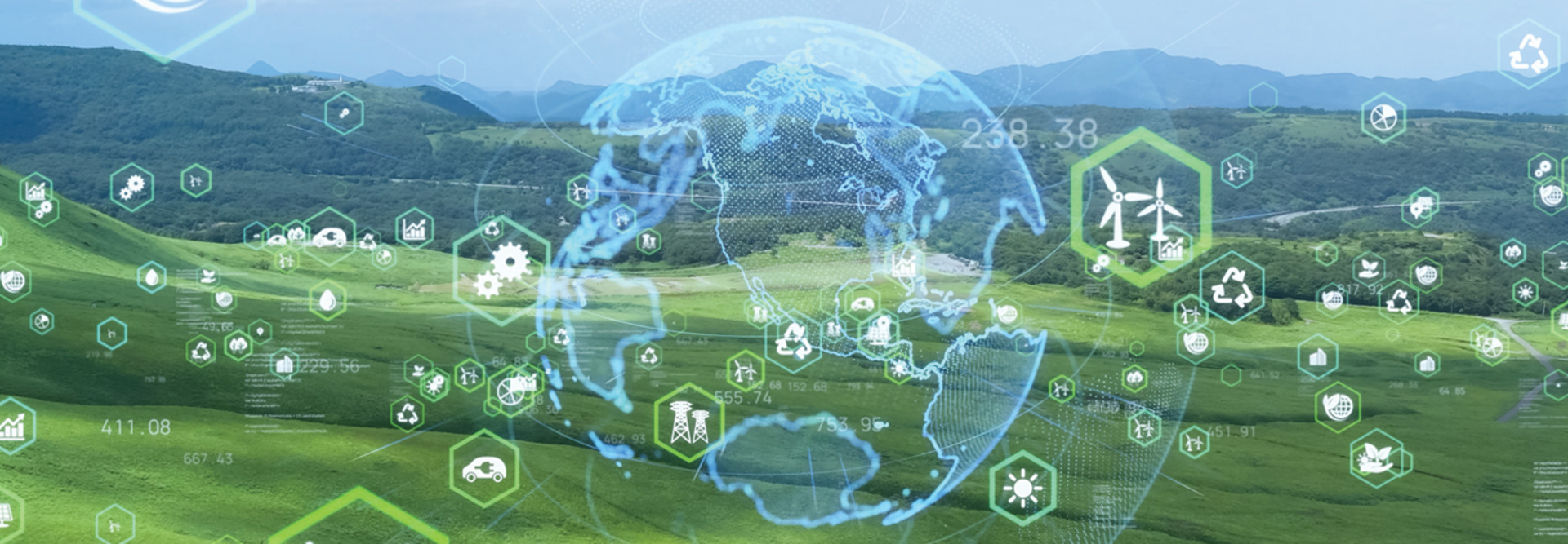 Green IT globe and icons