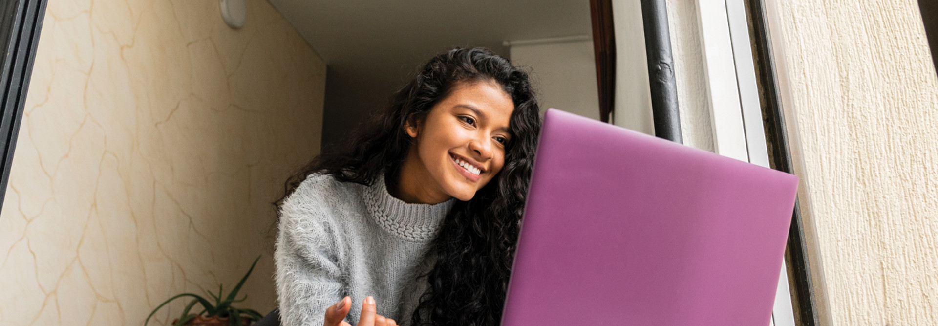 Student using laptop for school 