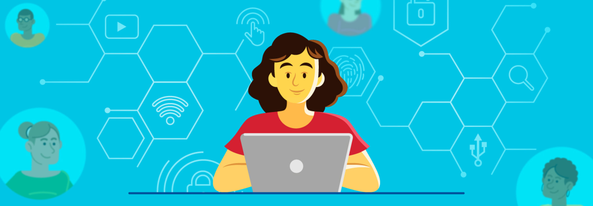 Educator using a chromebook illustration