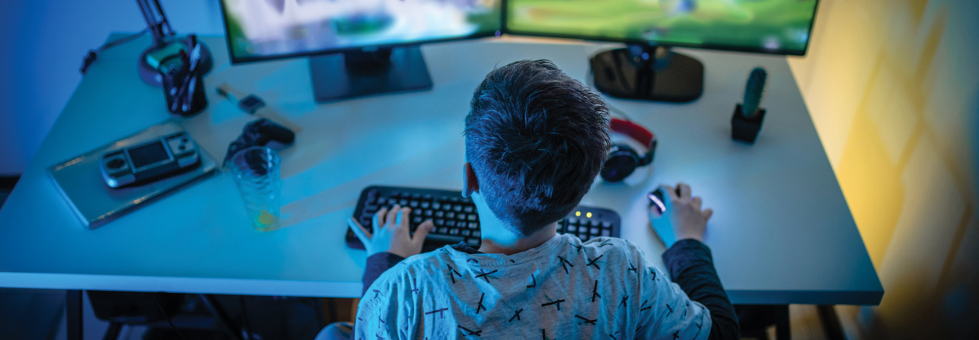 k-12 student playing video games for educational benefit