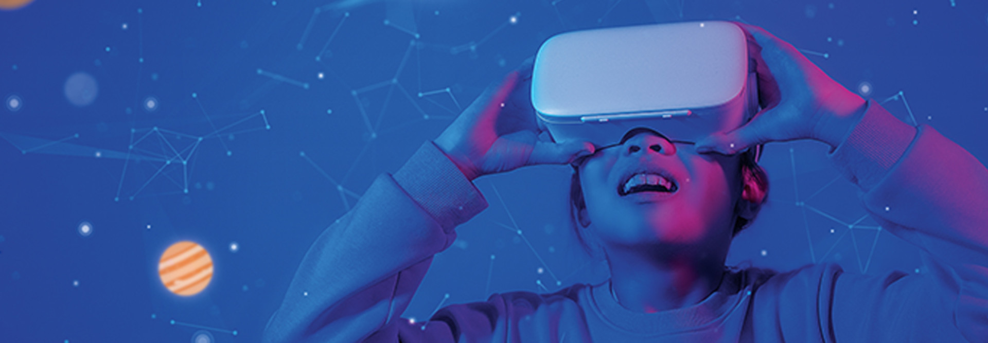 K–12 student using VR headwear