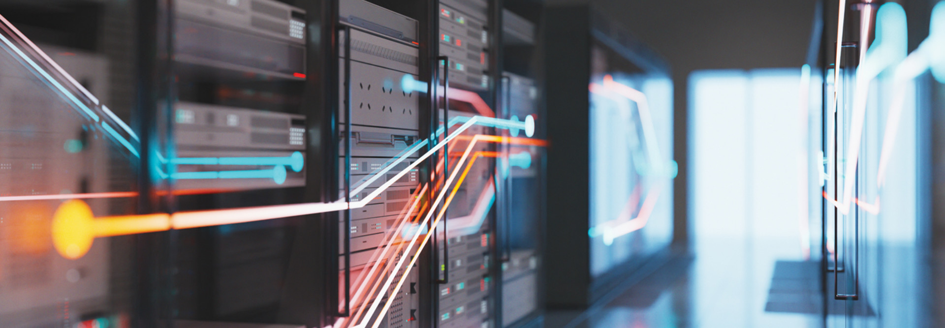 data center with illustration to show hyperconverged infrastructure