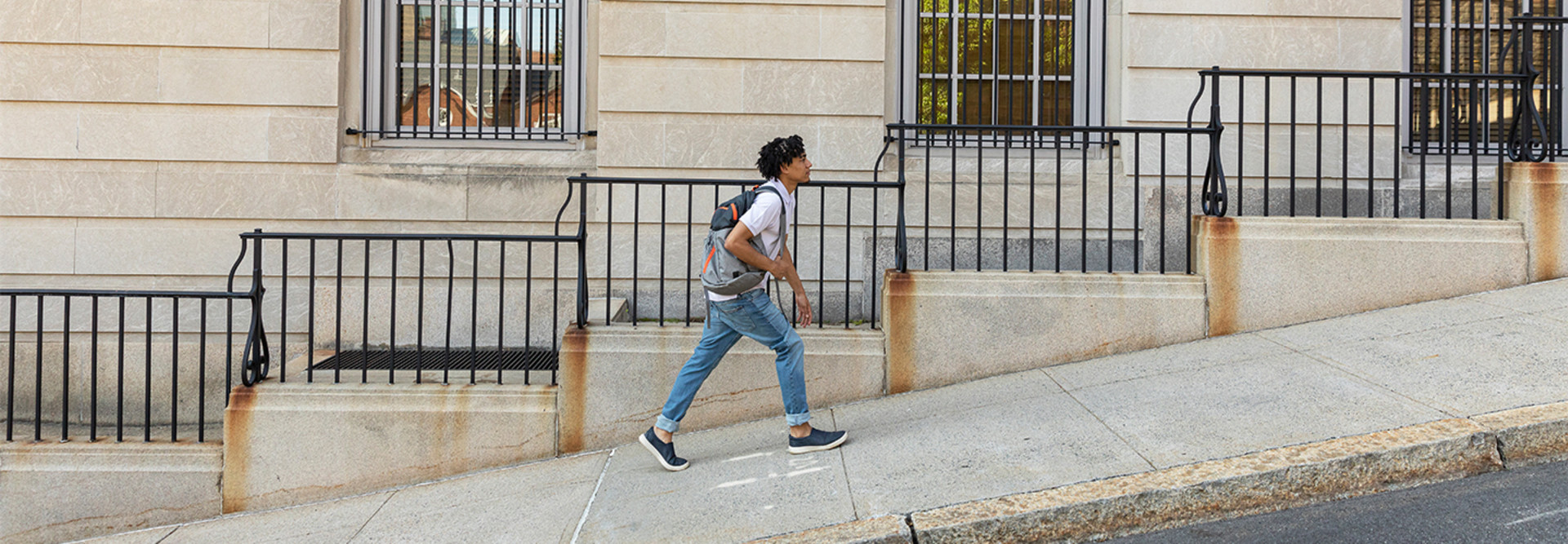 Student walking uphill