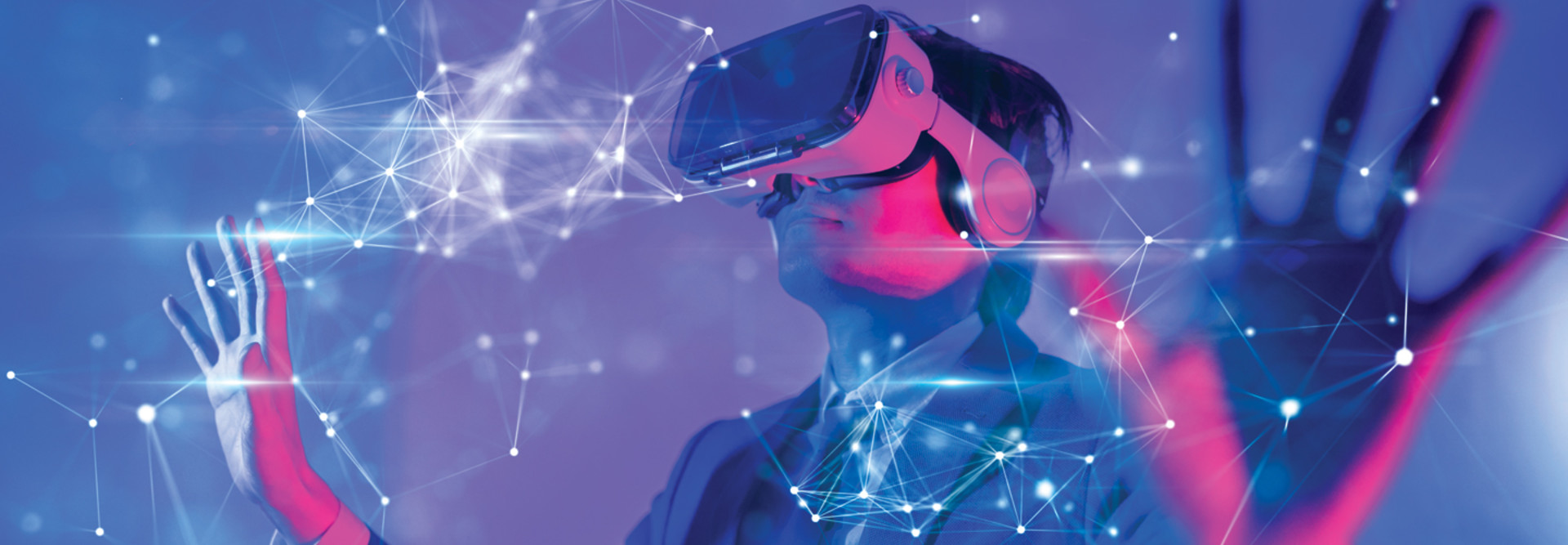 Student using VR glasses to see innovation in ed tech
