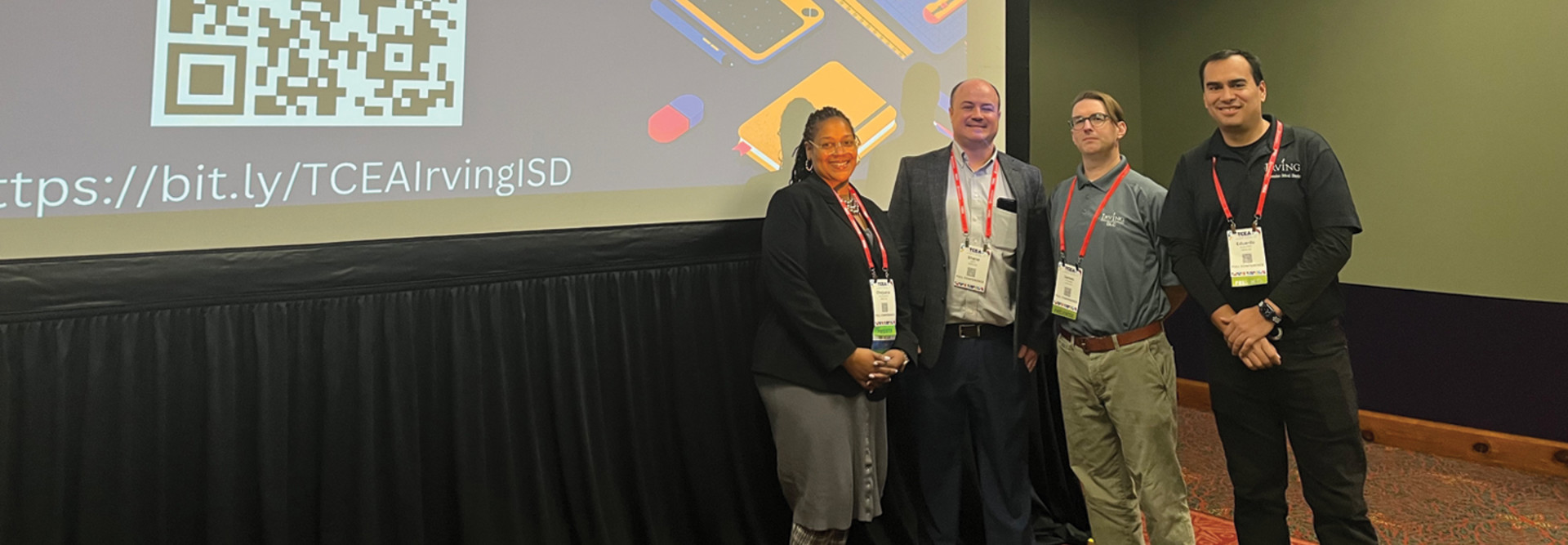 Chejuana Martin, Shane Smith, James Tiggeman and Eduardo Alva from Irving Independent School District share their one-to-one expertise at TCEA 2023. 