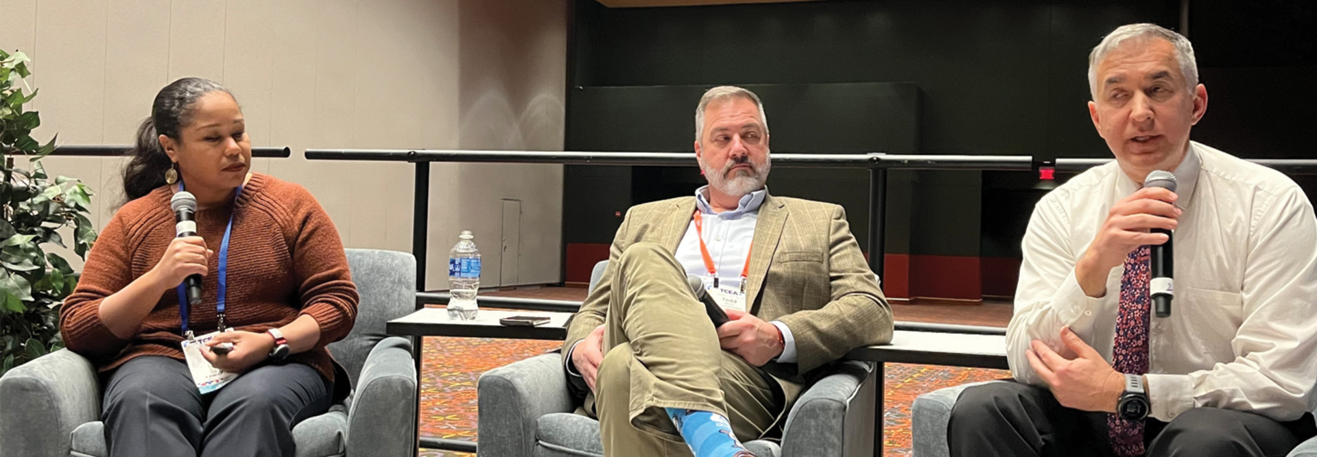 Akilah Willery, CDW Education Strategist, leads a panel discussion with colleague Bryan Krause and Todd Pauley, Deputy CISO at the Texas Education Association.
