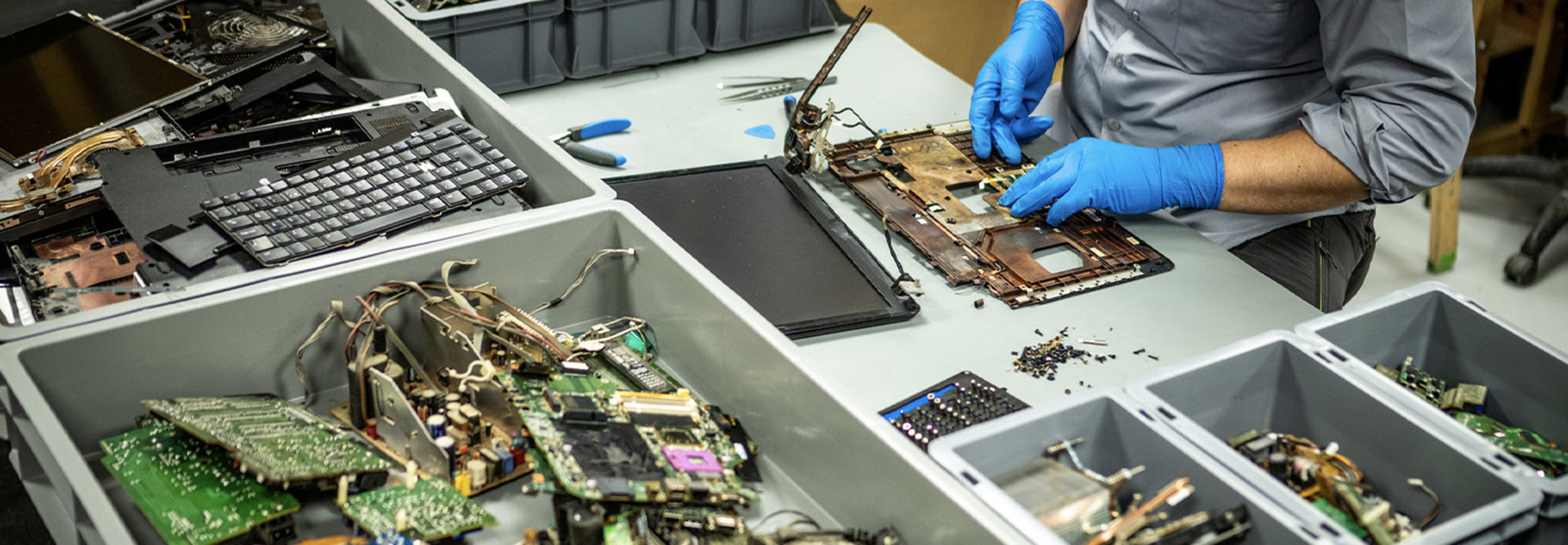 Person working to break down devices