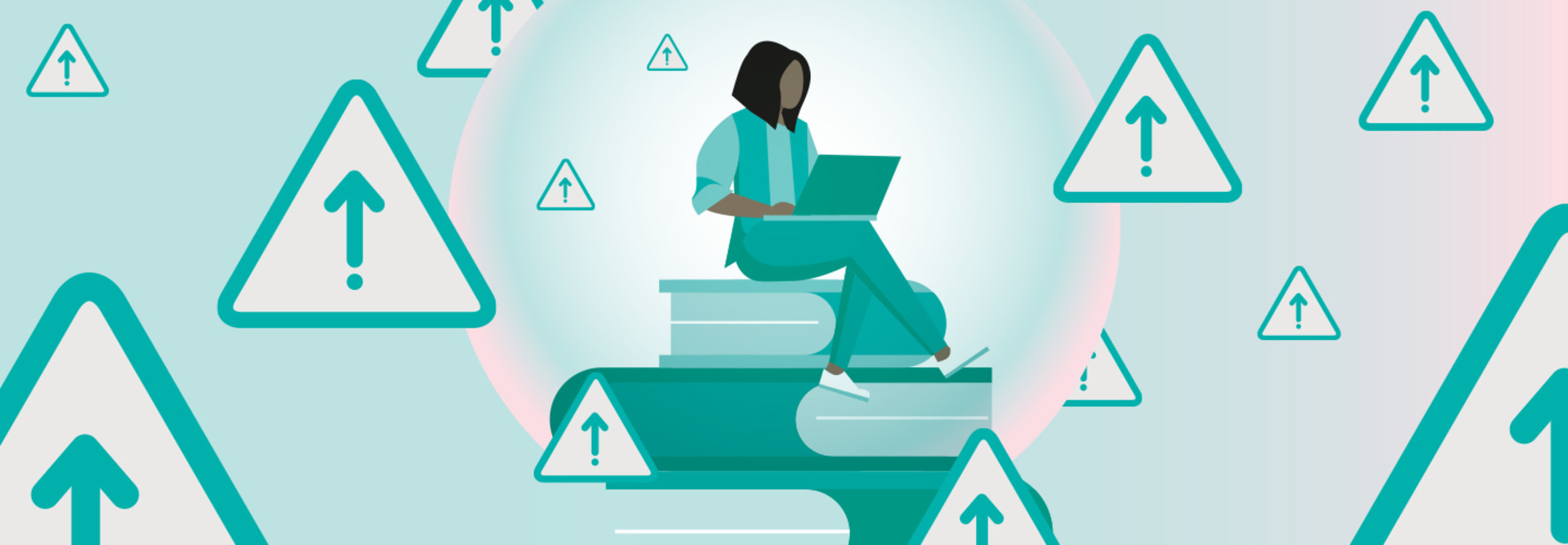 Illustration of person working on laptop