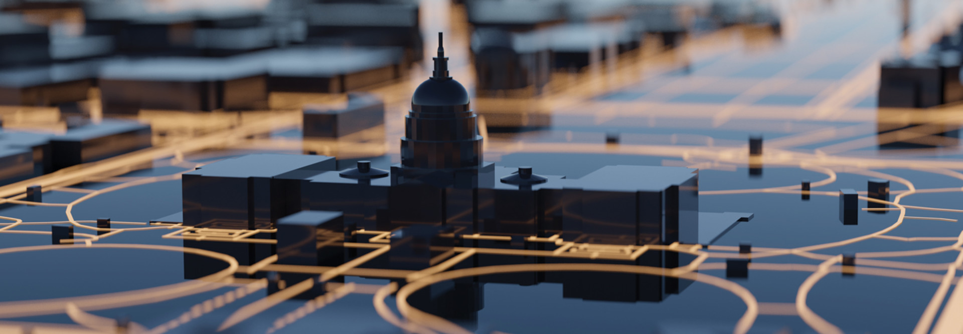 federal government capital building on tech background