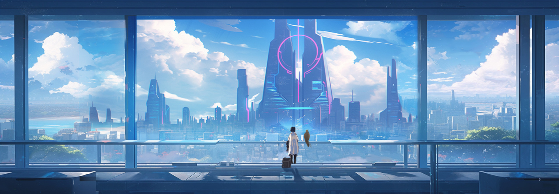 Cloud city and hyperconverged infrastructure illustration