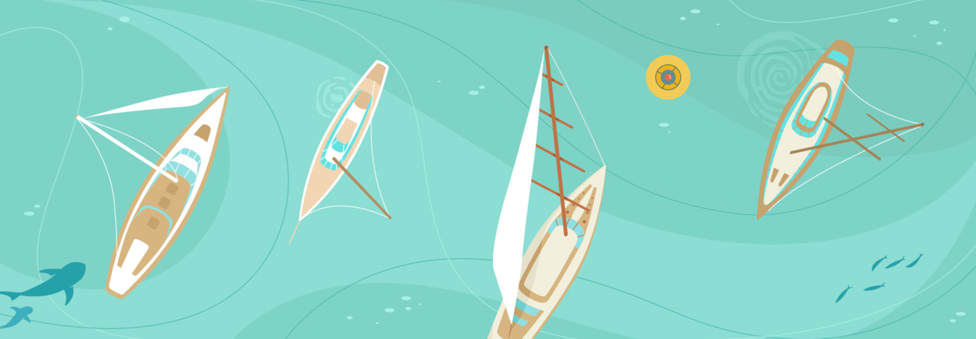 Illustration of sailboats