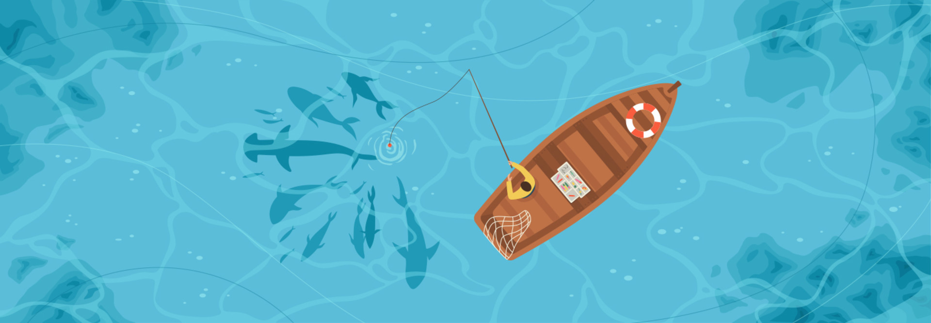 Illustration of person fishing