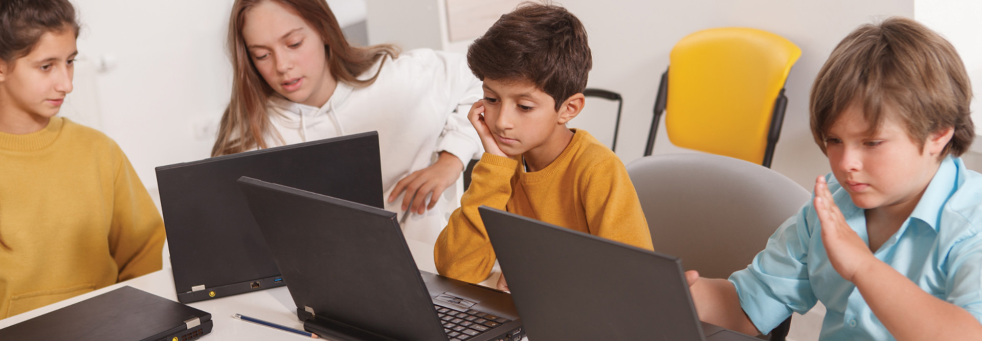 Schoolkids working on a project