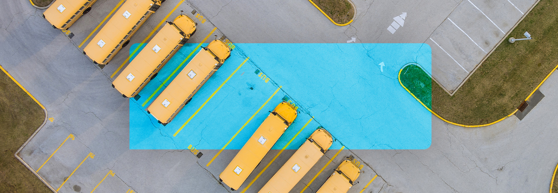 Network Modernization Hero - Aerial view of school buses