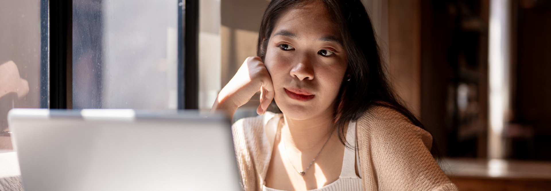 Student studying in library