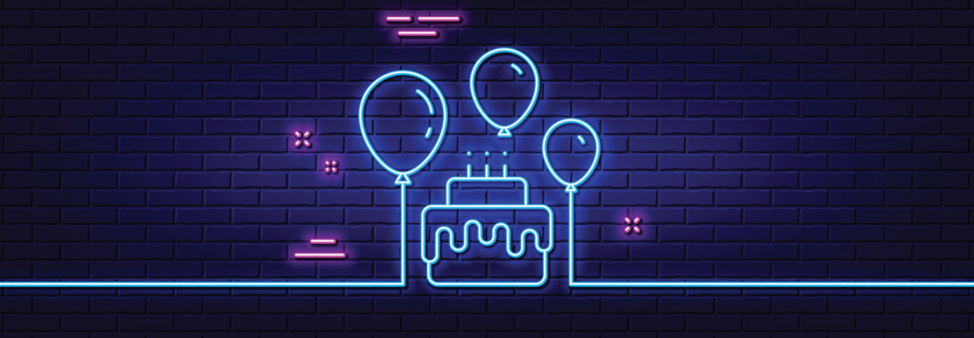 Neon cake and balloons