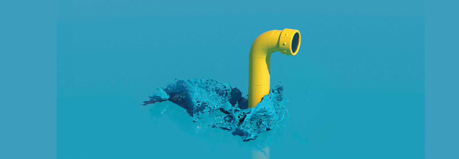 Illustration of a yellow periscope emerging from teal water