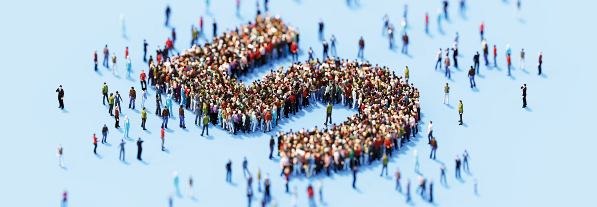 People lining up to create the number five