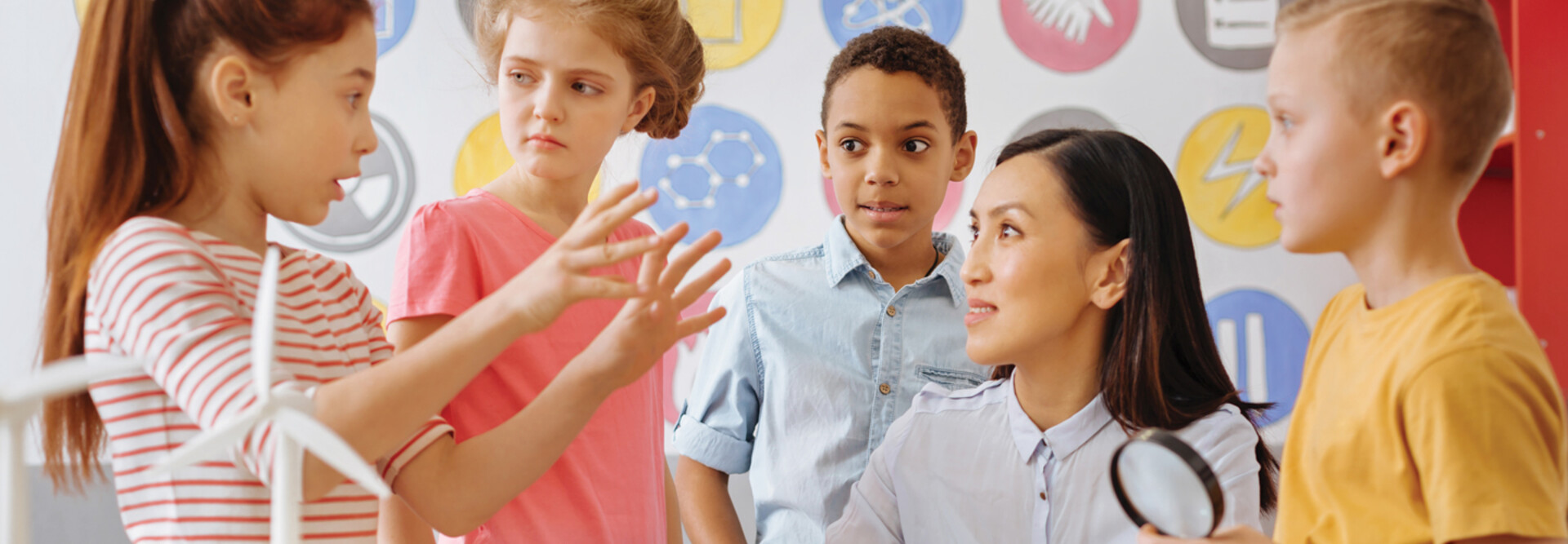 K-12 students learning STEM with teacher