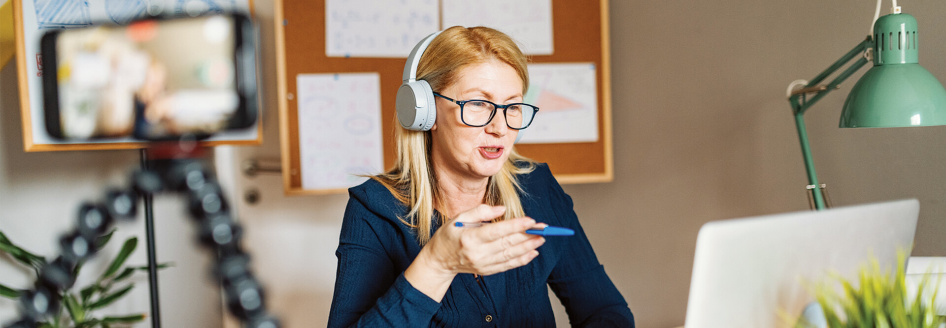 Person teaching remotely