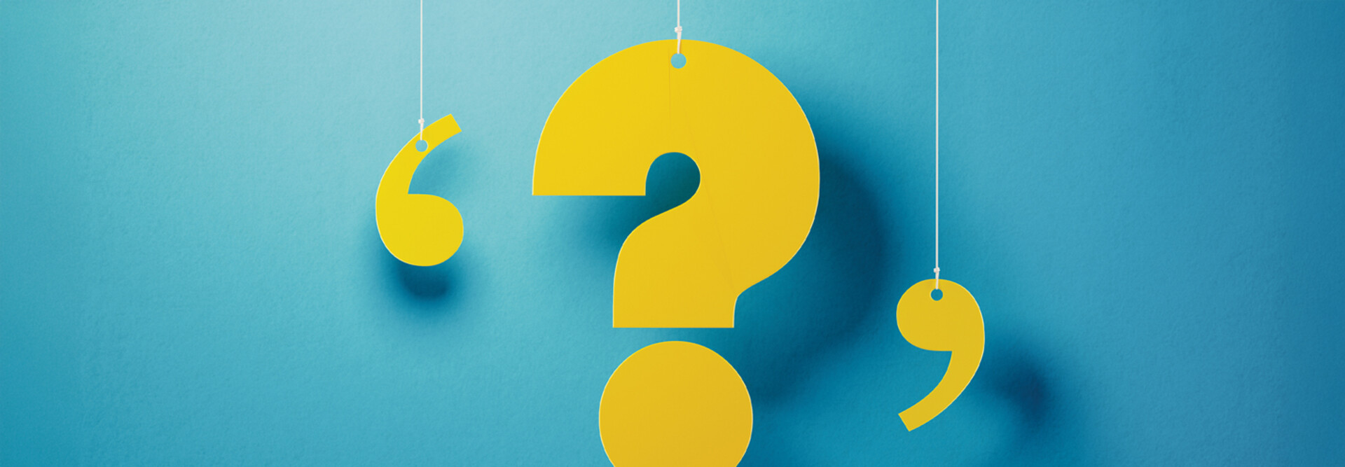 Floating apostrophe, question mark and comma