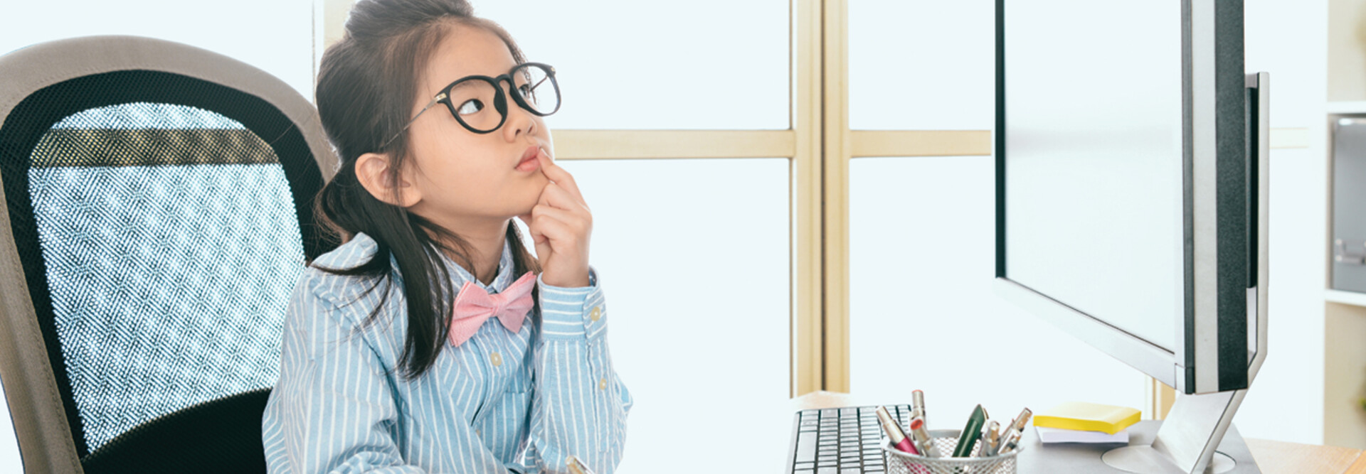 Student using computer at home