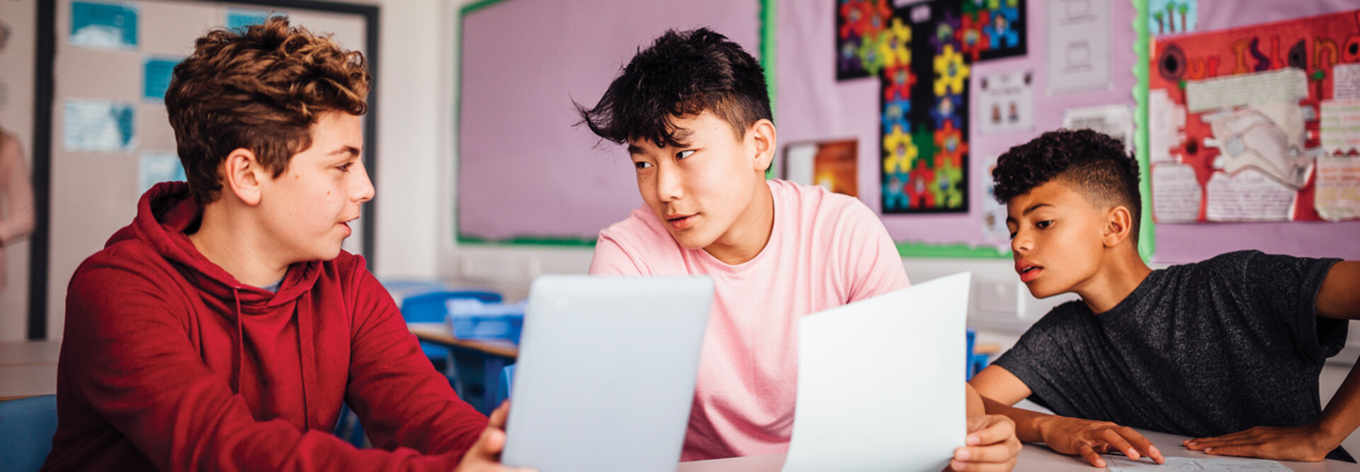 Students working together in class