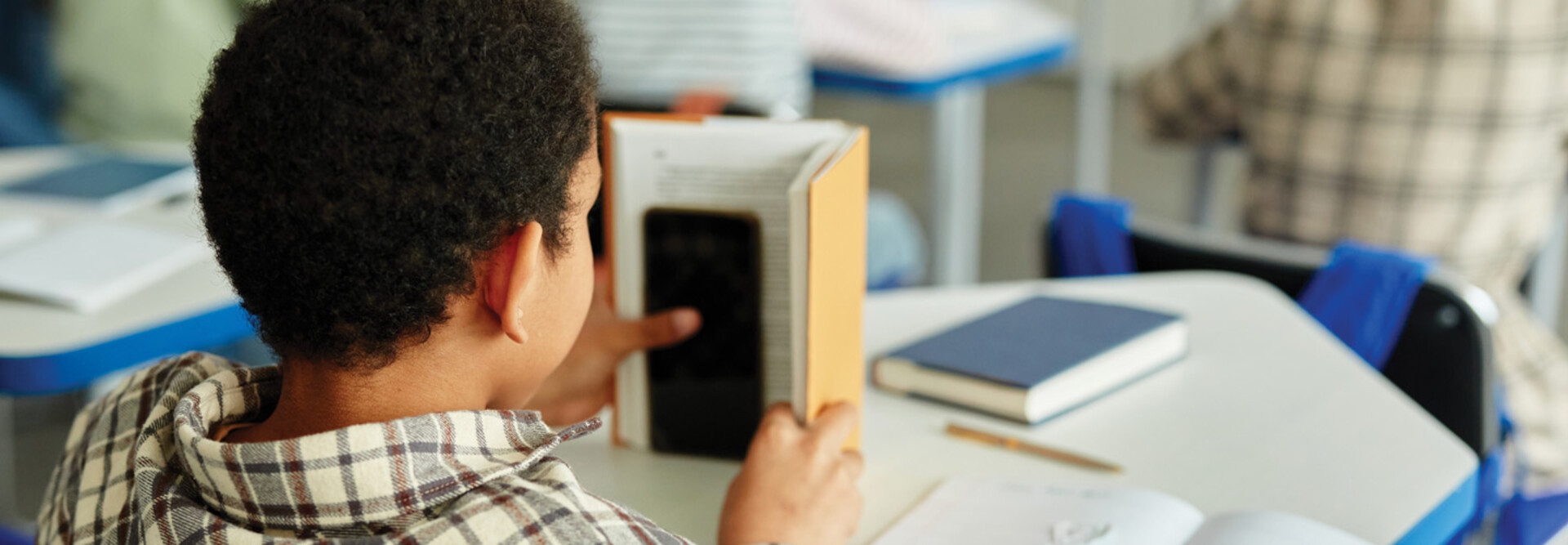 Student using phone during class