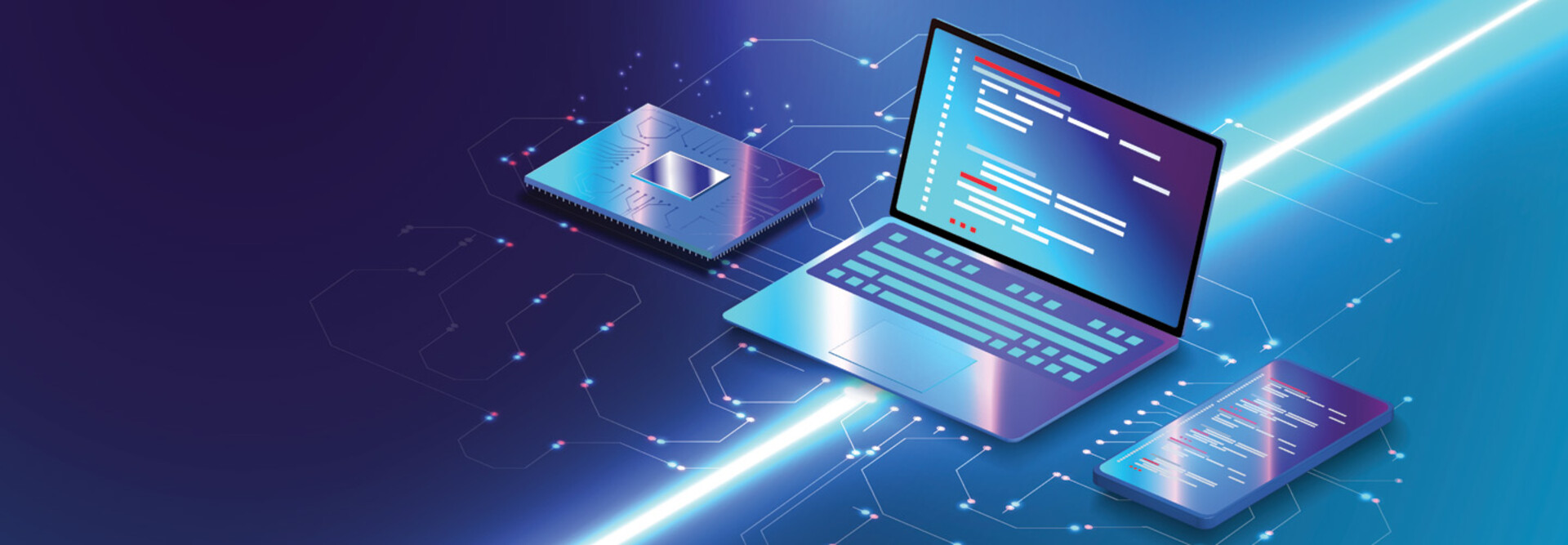 Illustration of a laptop against a blue background