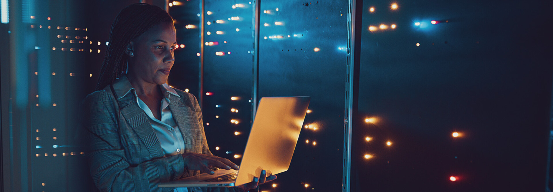 Woman in server room
