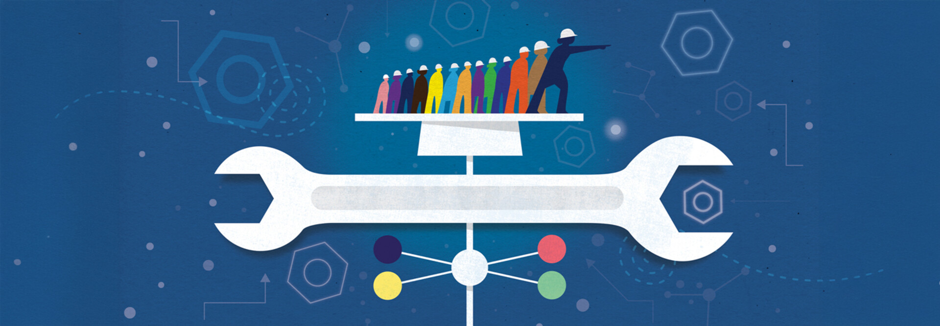 AI compliance toolkit concept with wrench as weathervane illustration