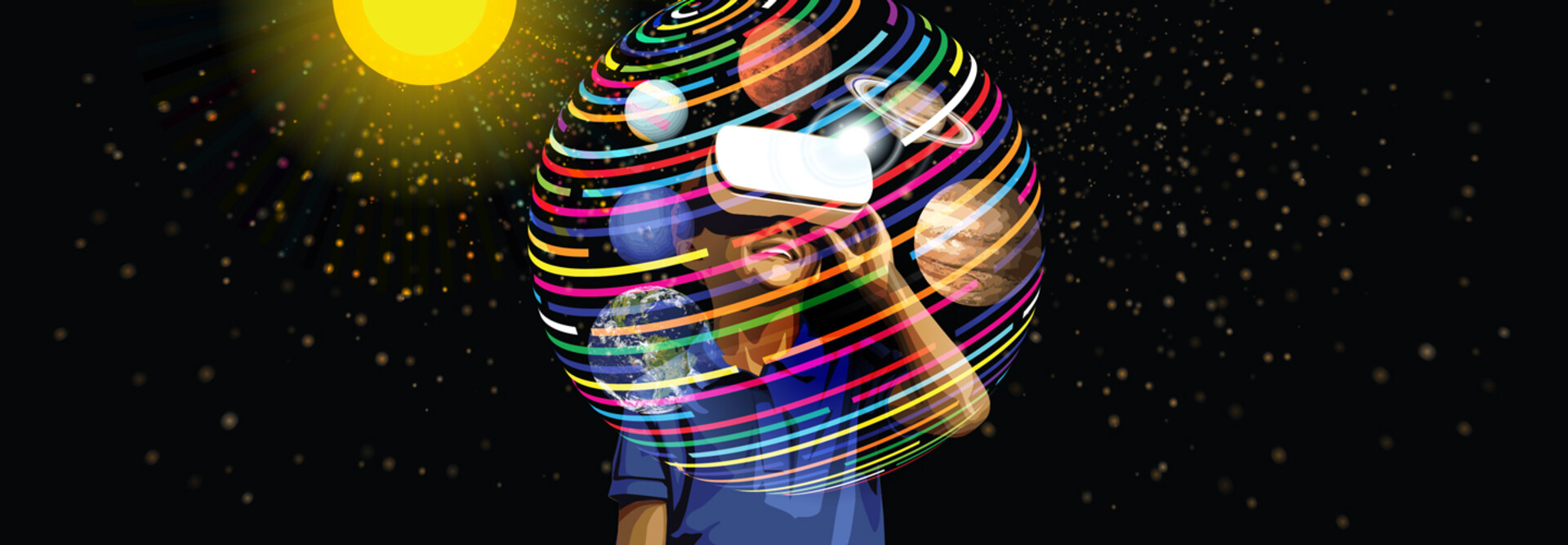 Child using VR headset