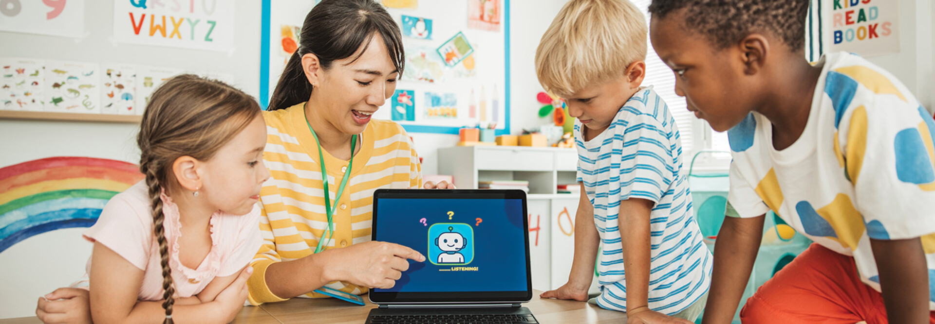 Teacher instructing students on AI usage