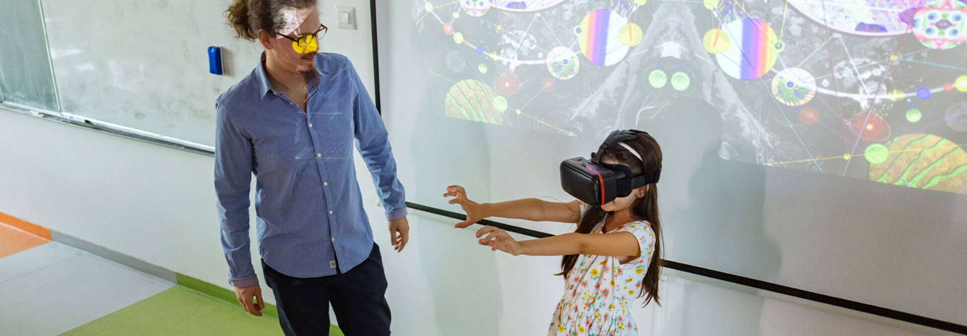 Student using VR in school