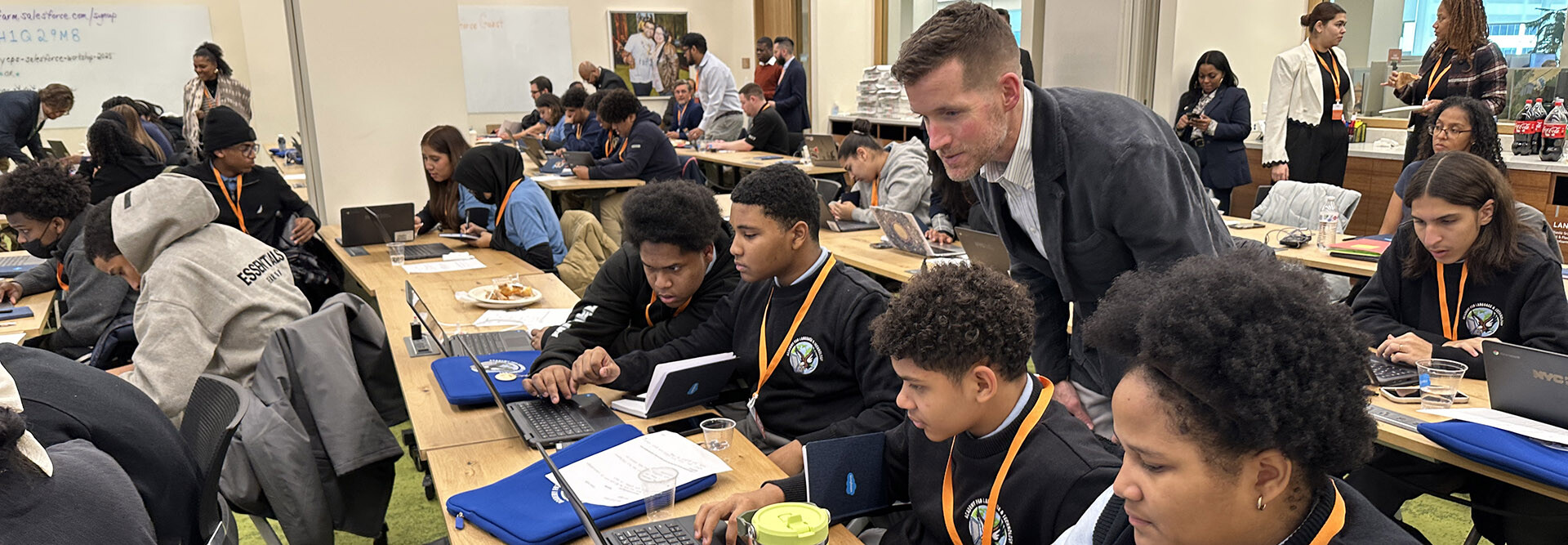 NYC school students from Bronx attending CDW-Salesforce AI workshop