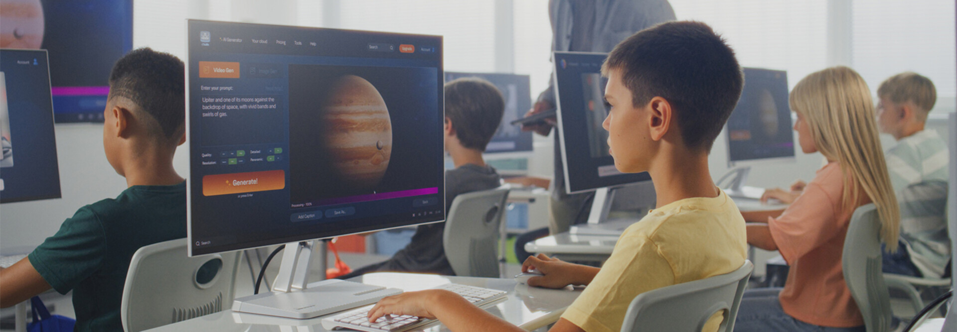 Students using computers